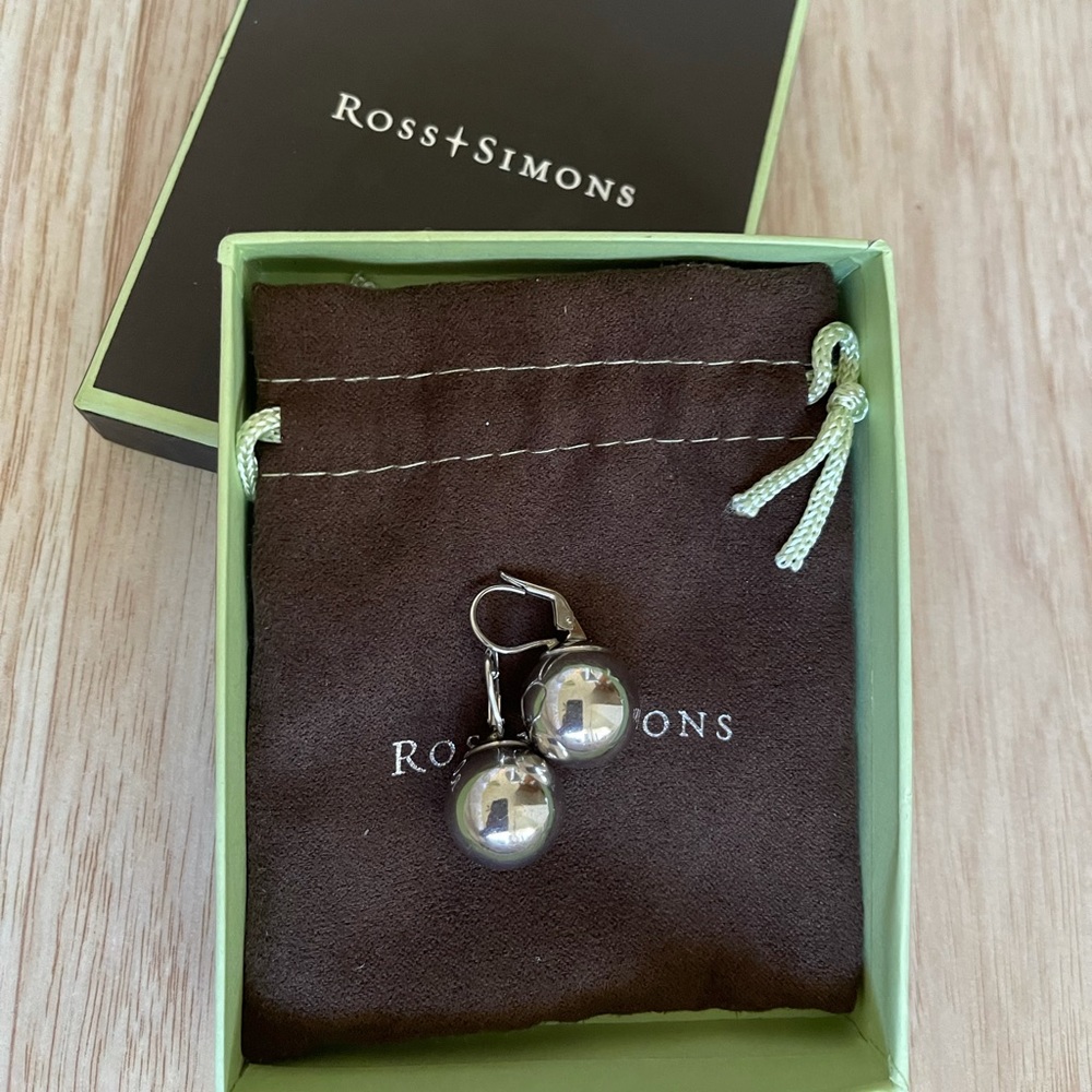 Ross Simons Italian 18mm Sterling Silver Big Bead Drop Eartings